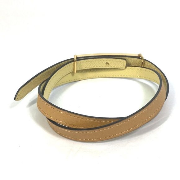 HERMES Thin belt belt Leather yellow